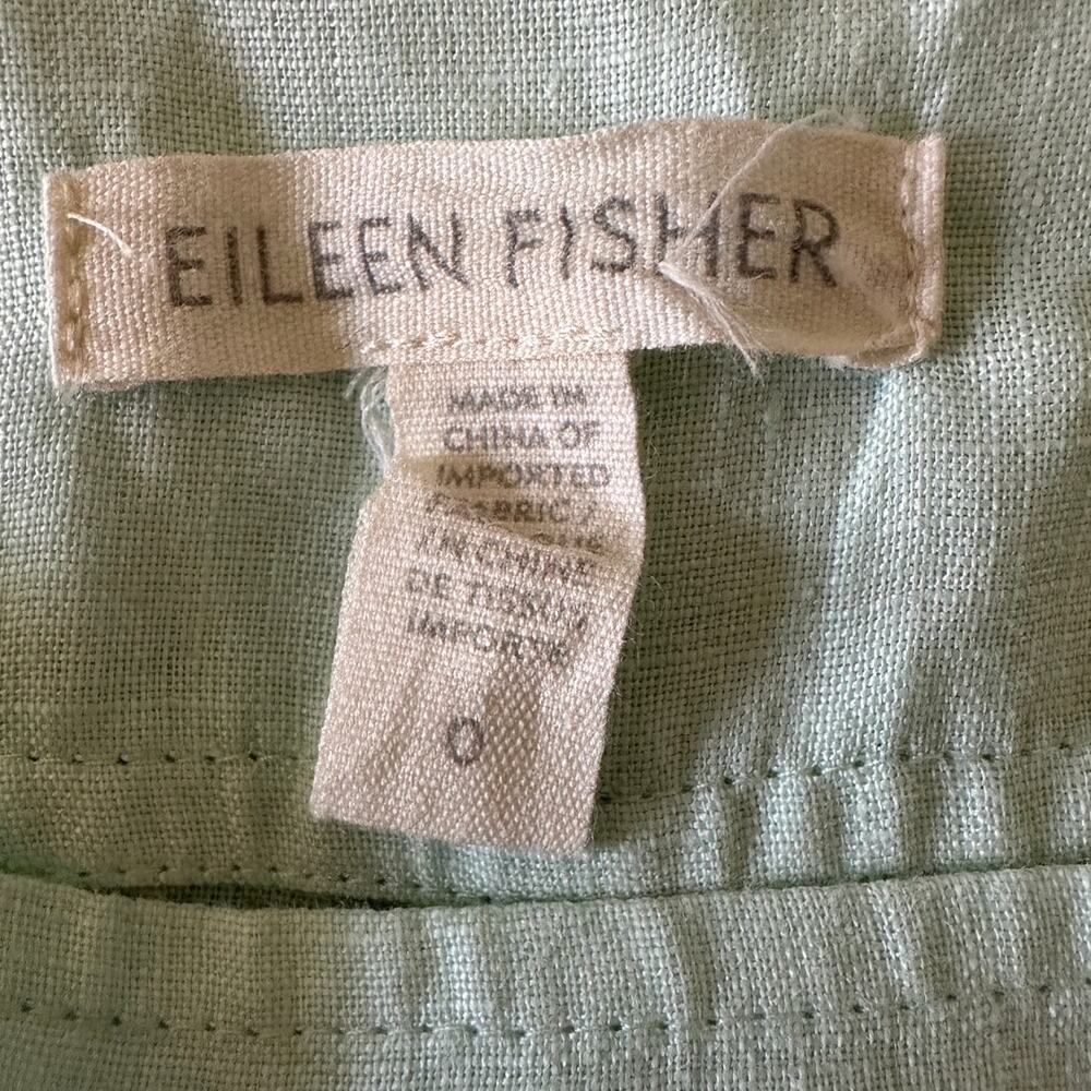 EILEEN FISHER | Mint Green Linen Wide Leg Ankle Length Pants | Size 0 - Picture 5 of 6